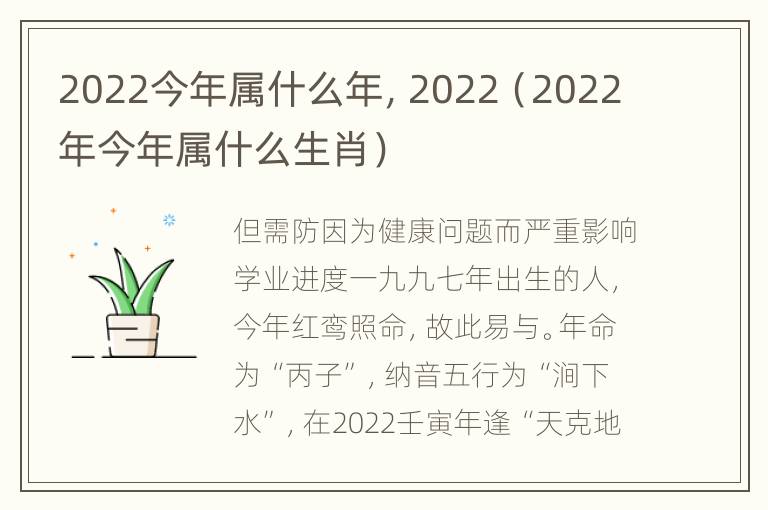 2022今年属什么年，2022（2022年今年属什么生肖）