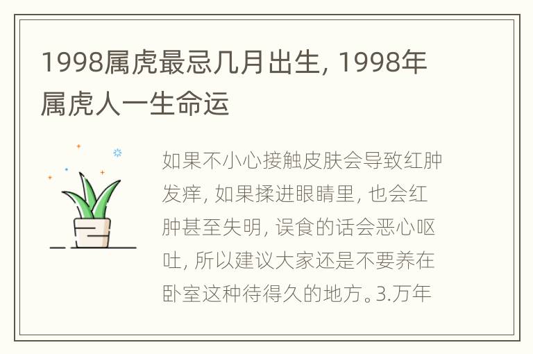 1998属虎最忌几月出生，1998年属虎人一生命运