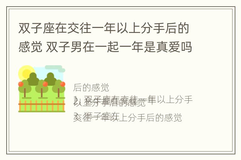 双子座在交往一年以上分手后的感觉 双子男在一起一年是真爱吗