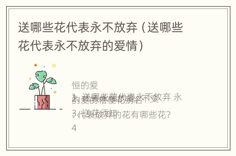 送哪些花代表永不放弃（送哪些花代表永不放弃的爱情）