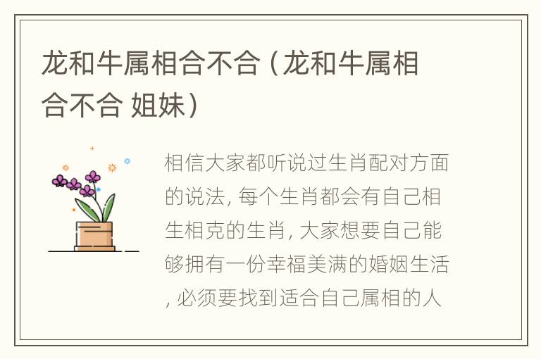 龙和牛属相合不合（龙和牛属相合不合 姐妹）