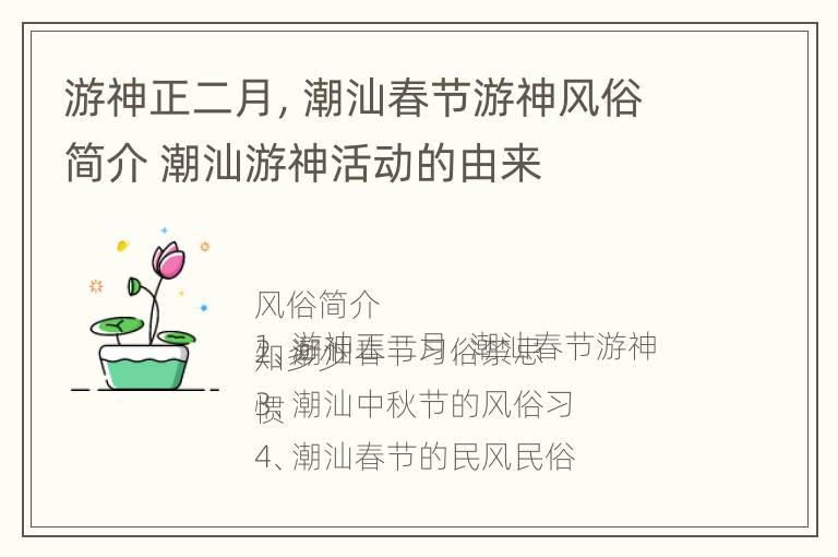 游神正二月，潮汕春节游神风俗简介 潮汕游神活动的由来