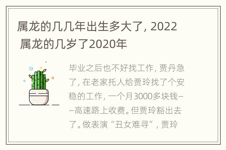 属龙的几几年出生多大了，2022 属龙的几岁了2020年