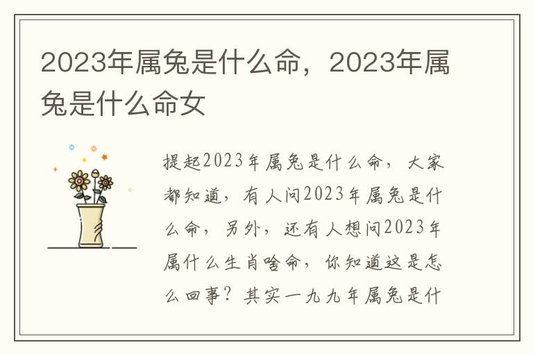 2023年属兔是什么命，2023年属兔是什么命女