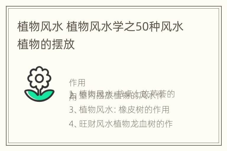 植物风水 植物风水学之50种风水植物的摆放