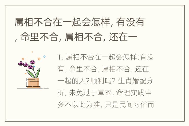 属相不合在一起会怎样，有没有，命里不合，属相不合，还在一起的人？顺利吗