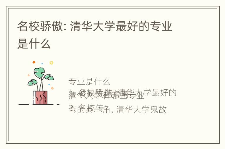 名校骄傲：清华大学最好的专业是什么