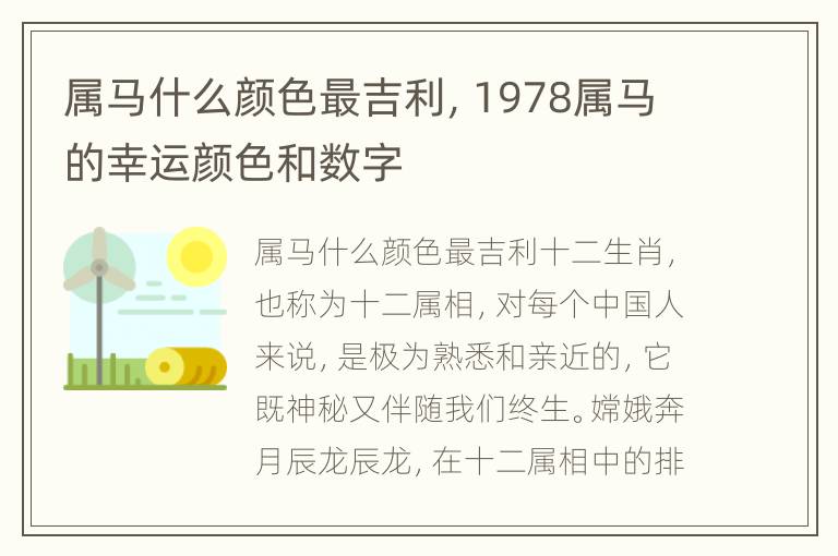 属马什么颜色最吉利，1978属马的幸运颜色和数字