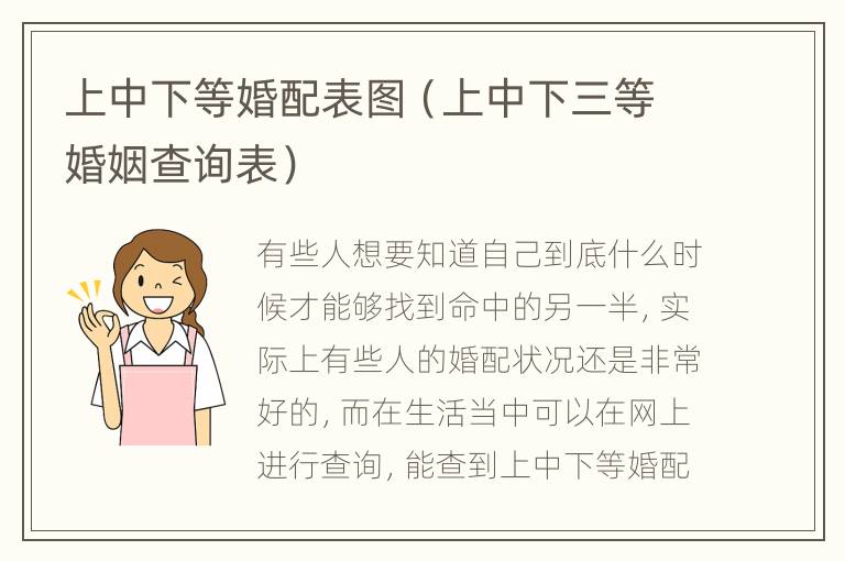 上中下等婚配表图（上中下三等婚姻查询表）