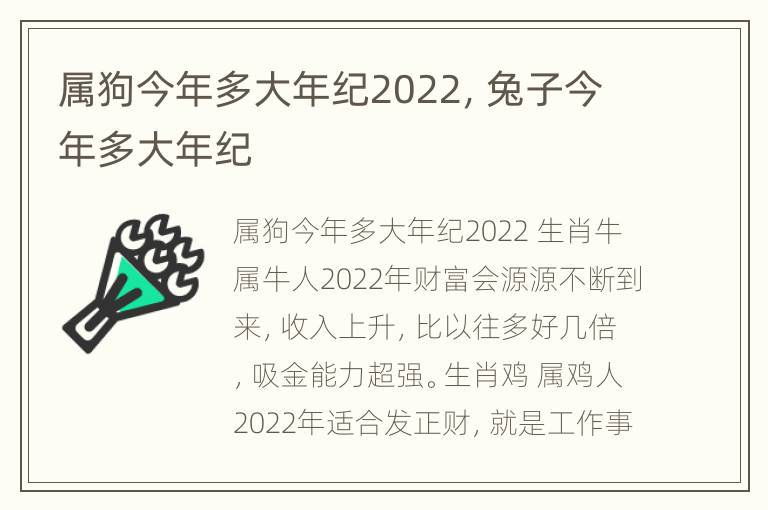 属狗今年多大年纪2022，兔子今年多大年纪