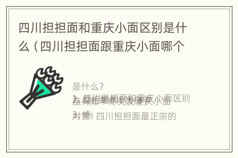 四川担担面和重庆小面区别是什么（四川担担面跟重庆小面哪个好吃）