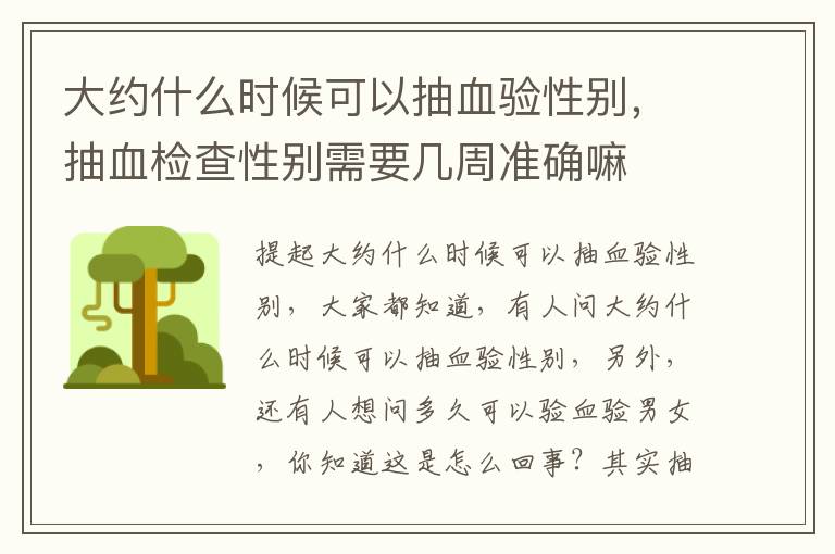 大约什么时候可以抽血验性别，抽血检查性别需要几周准确嘛