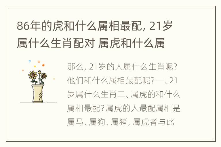 86年的虎和什么属相最配，21岁属什么生肖配对 属虎和什么属