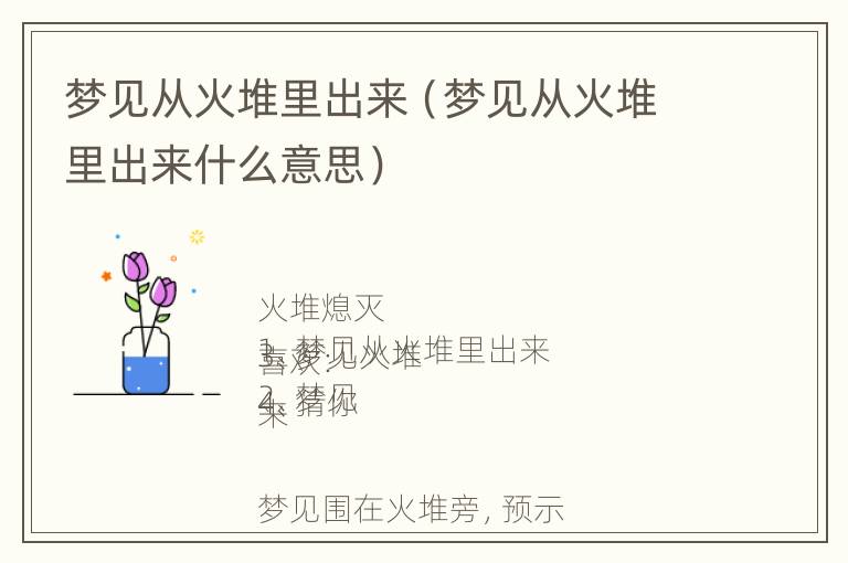 梦见从火堆里出来（梦见从火堆里出来什么意思）