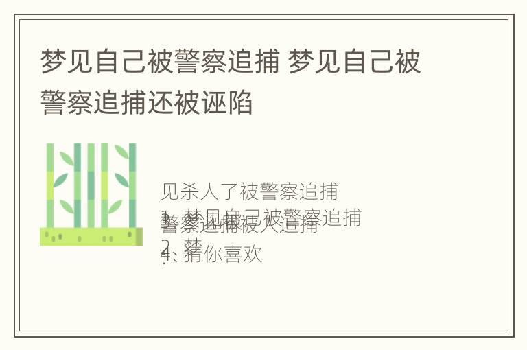 梦见自己被警察追捕 梦见自己被警察追捕还被诬陷