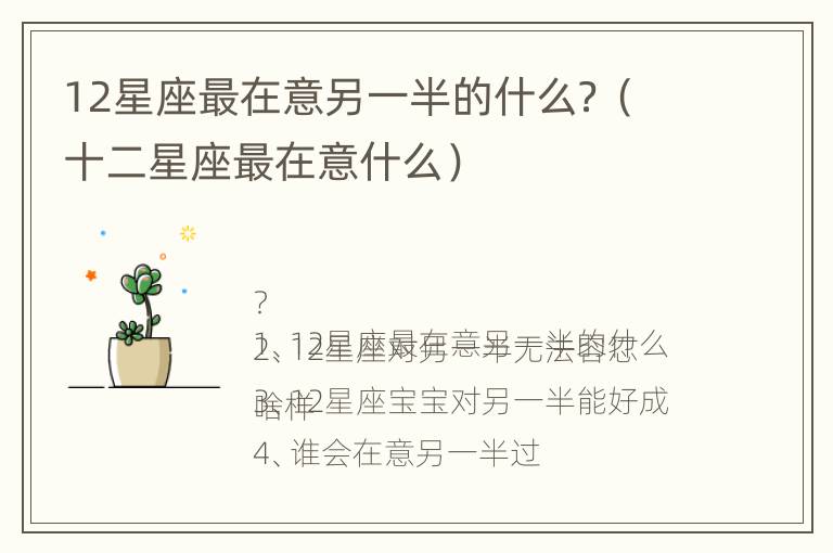 12星座最在意另一半的什么？（十二星座最在意什么）