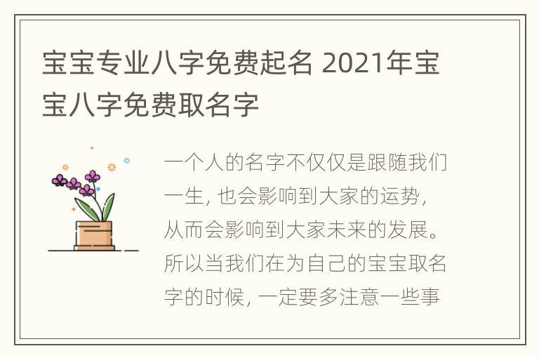 宝宝专业八字免费起名 2021年宝宝八字免费取名字