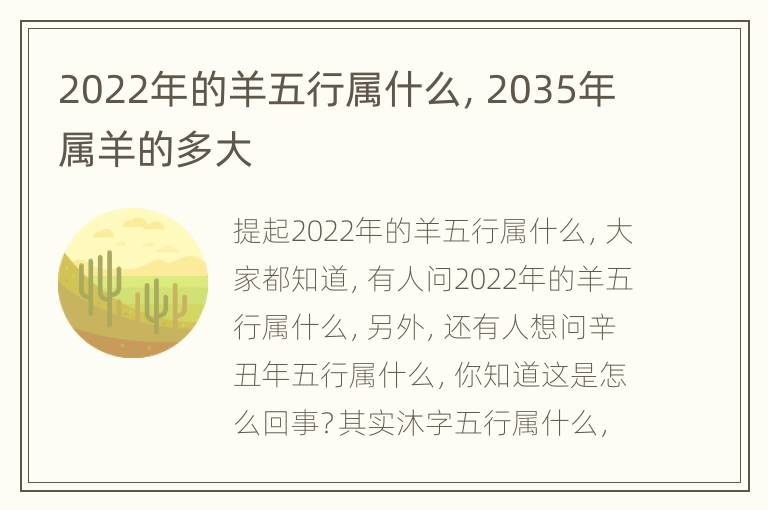 2022年的羊五行属什么，2035年属羊的多大