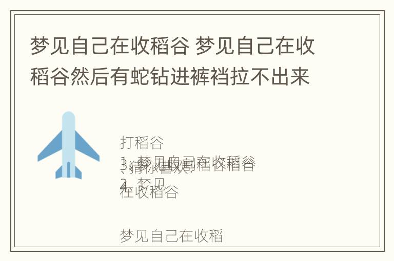 梦见自己在收稻谷 梦见自己在收稻谷然后有蛇钻进裤裆拉不出来