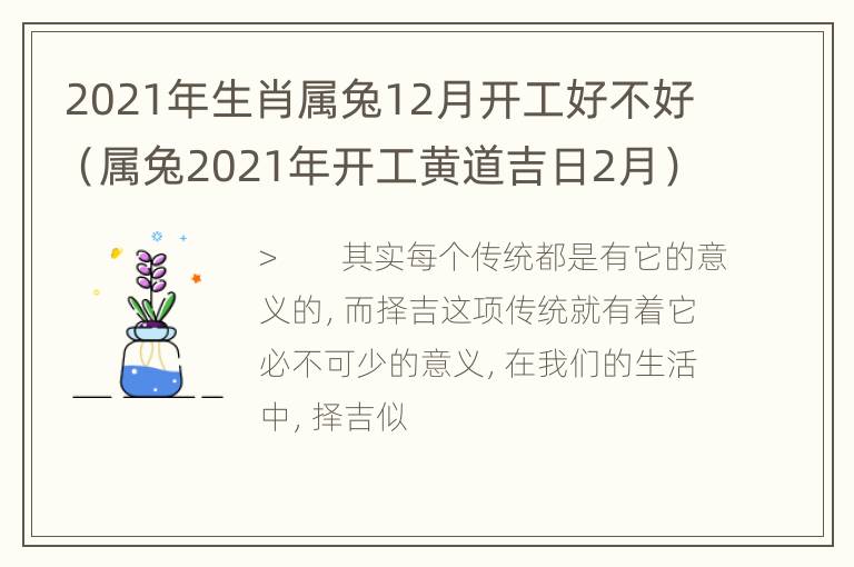 2021年生肖属兔12月开工好不好（属兔2021年开工黄道吉日2月）