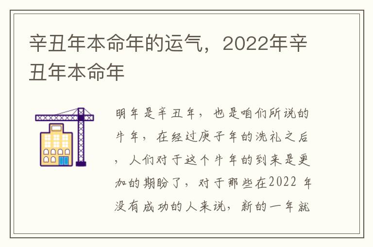 辛丑年本命年的运气，2022年辛丑年本命年