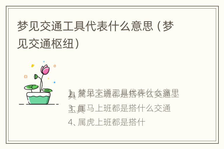 梦见交通工具代表什么意思（梦见交通枢纽）