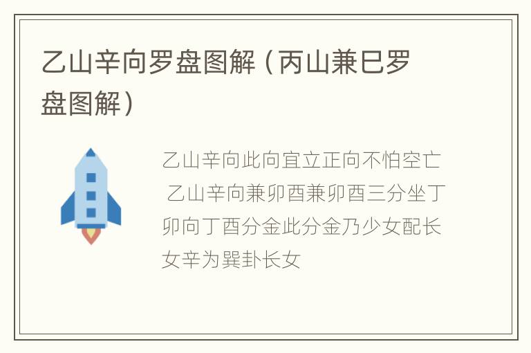 乙山辛向罗盘图解（丙山兼巳罗盘图解）