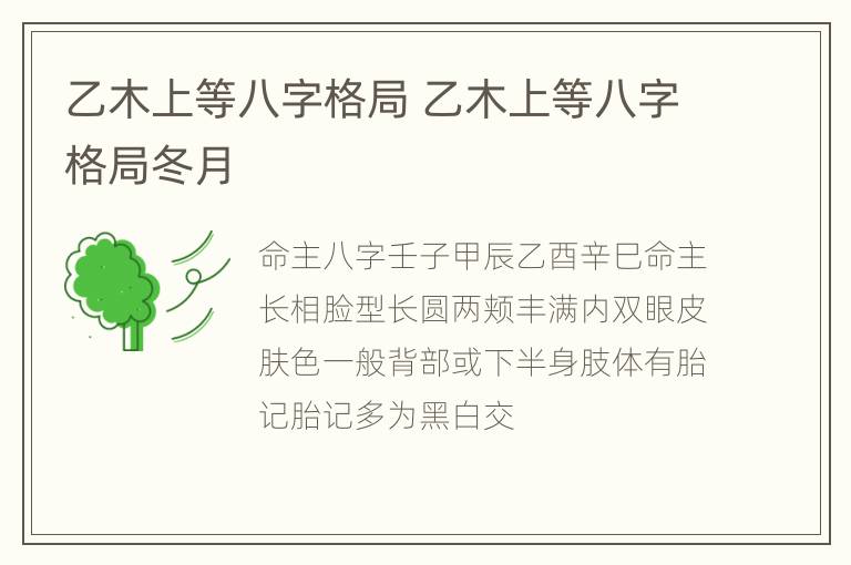 乙木上等八字格局 乙木上等八字格局冬月