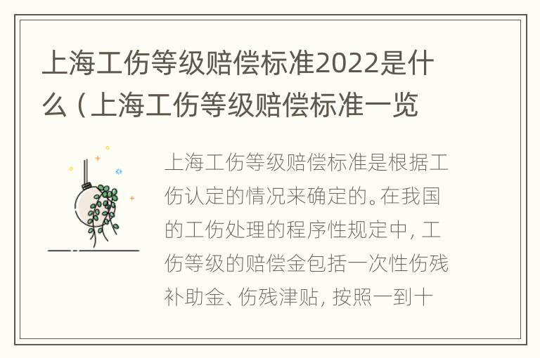 上海工伤等级赔偿标准2022是什么（上海工伤等级赔偿标准一览表）