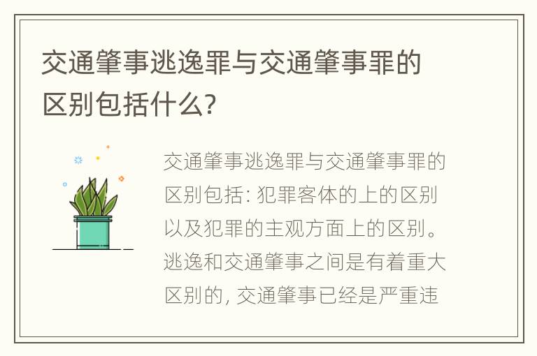 交通肇事逃逸罪与交通肇事罪的区别包括什么？