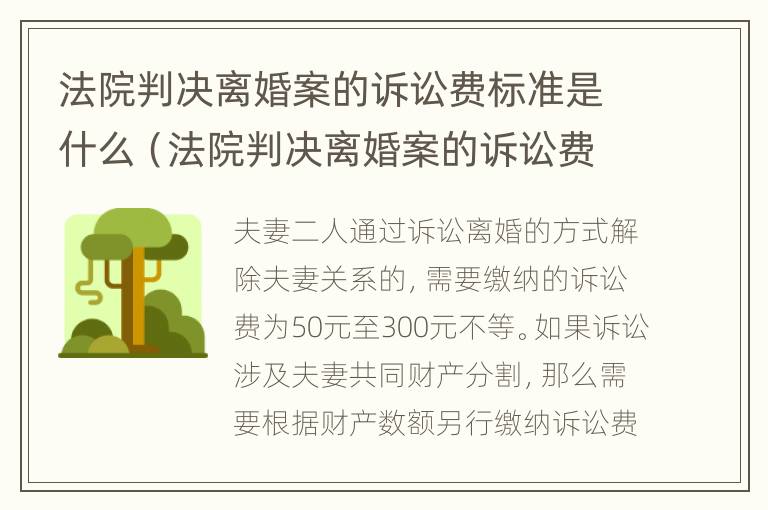 法院判决离婚案的诉讼费标准是什么（法院判决离婚案的诉讼费标准是什么意思）