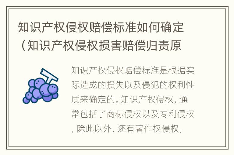 知识产权侵权赔偿标准如何确定（知识产权侵权损害赔偿归责原则）