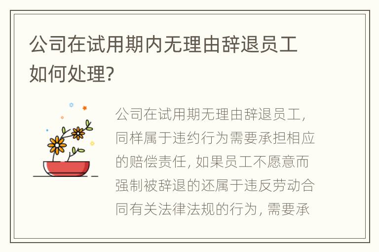 公司在试用期内无理由辞退员工如何处理?