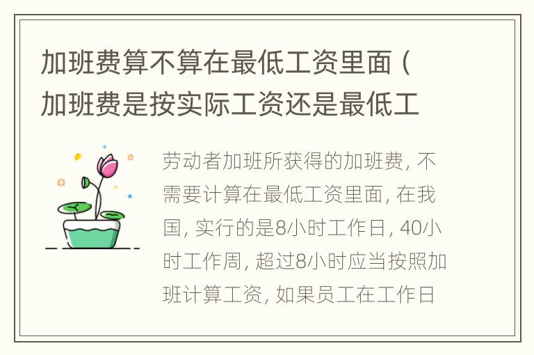 加班费算不算在最低工资里面（加班费是按实际工资还是最低工资标准）