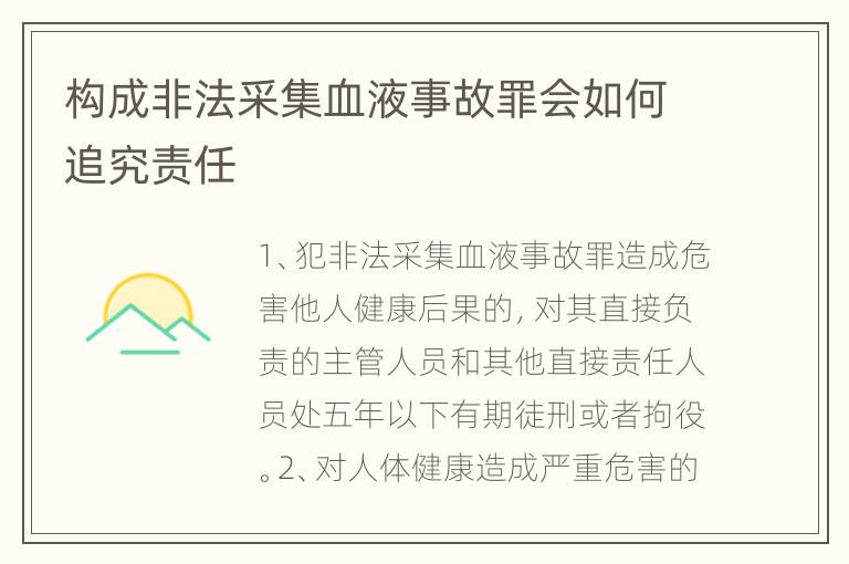 构成非法采集血液事故罪会如何追究责任