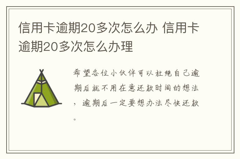 信用卡逾期20多次怎么办 信用卡逾期20多次怎么办理