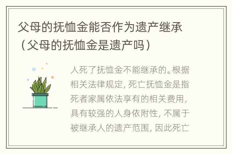 父母的抚恤金能否作为遗产继承（父母的抚恤金是遗产吗）