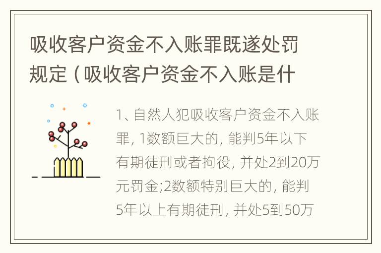 吸收客户资金不入账罪既遂处罚规定（吸收客户资金不入账是什么罪）