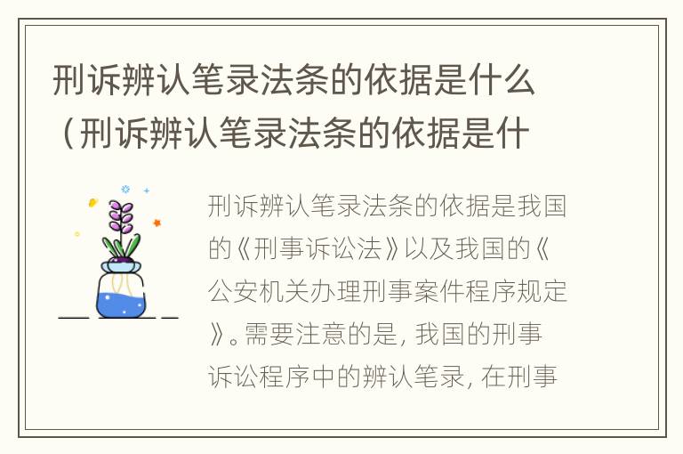 刑诉辨认笔录法条的依据是什么（刑诉辨认笔录法条的依据是什么呢）