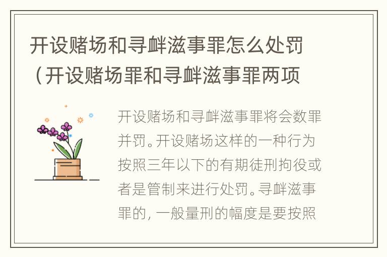 开设赌场和寻衅滋事罪怎么处罚（开设赌场罪和寻衅滋事罪两项罪名能判刑几年）