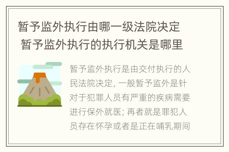 暂予监外执行由哪一级法院决定 暂予监外执行的执行机关是哪里