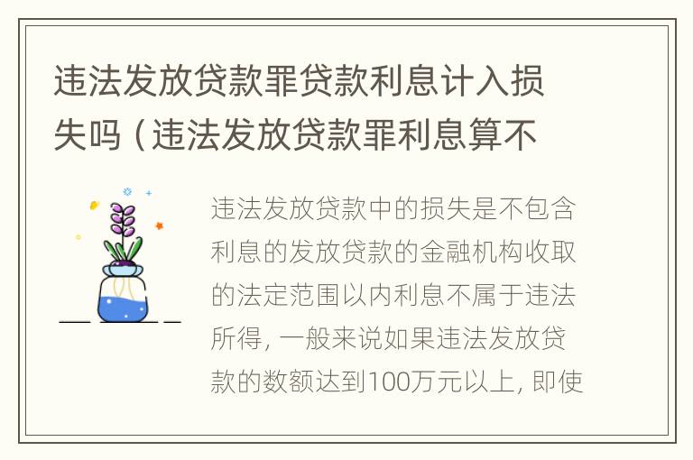 违法发放贷款罪贷款利息计入损失吗（违法发放贷款罪利息算不算损失）