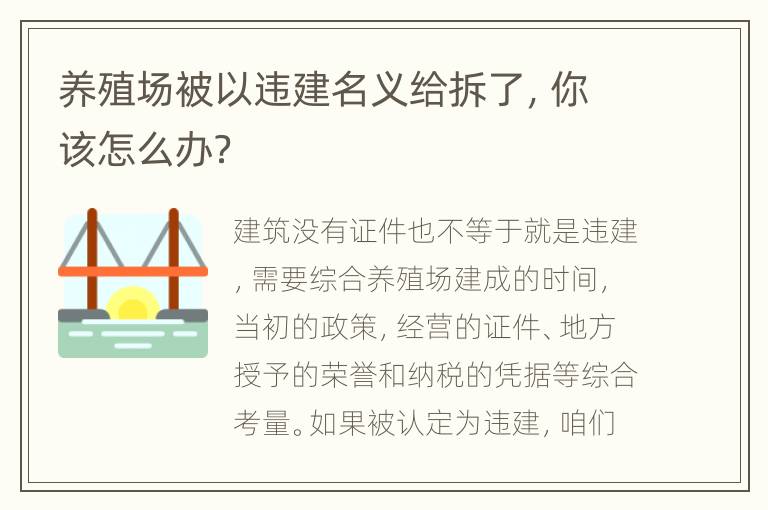 养殖场被以违建名义给拆了，你该怎么办？