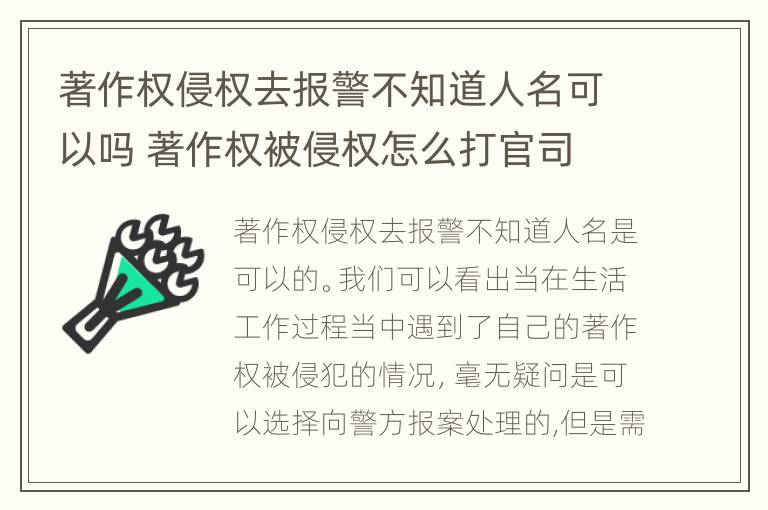 著作权侵权去报警不知道人名可以吗 著作权被侵权怎么打官司