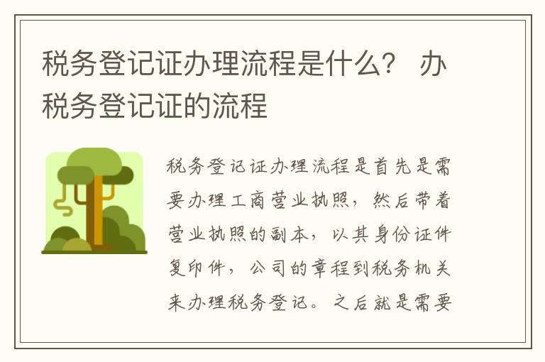 税务登记证办理流程是什么？ 办税务登记证的流程