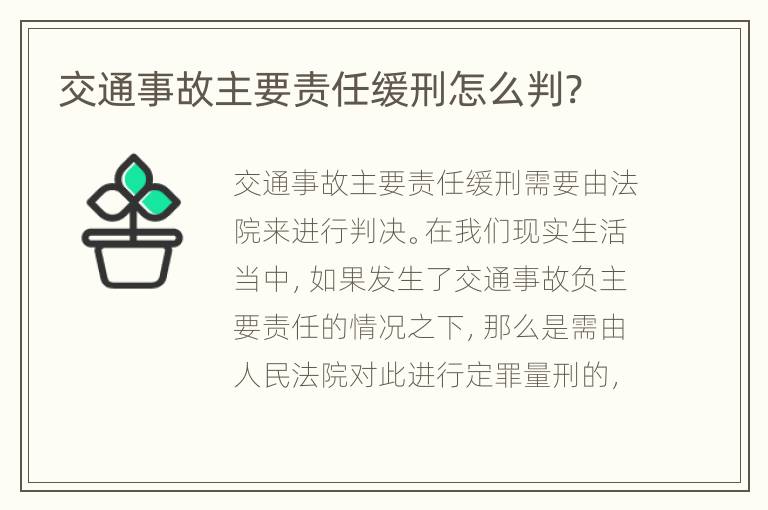 交通事故主要责任缓刑怎么判?