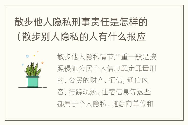 散步他人隐私刑事责任是怎样的（散步别人隐私的人有什么报应）