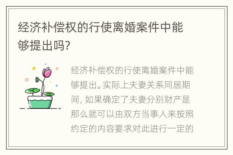 经济补偿权的行使离婚案件中能够提出吗？