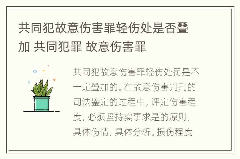 共同犯故意伤害罪轻伤处是否叠加 共同犯罪 故意伤害罪