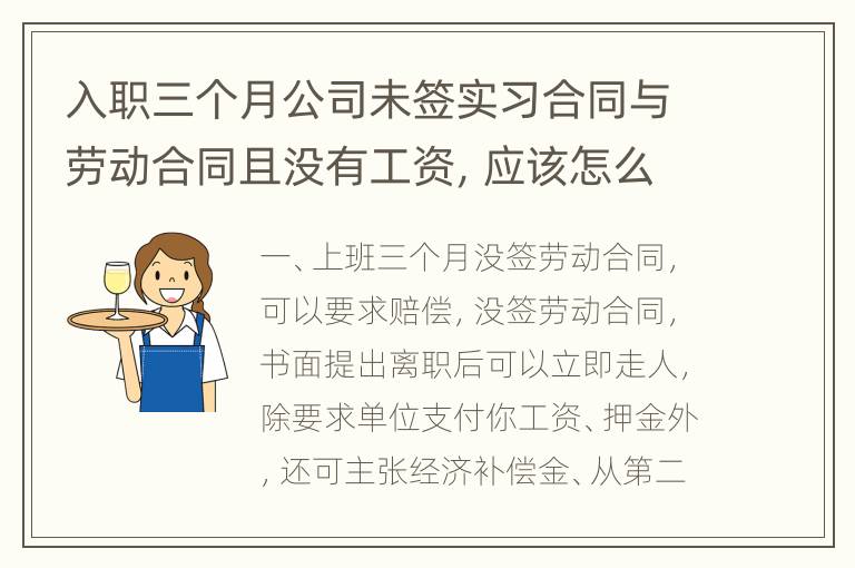 入职三个月公司未签实习合同与劳动合同且没有工资，应该怎么办？